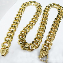 Heißer verkauft Männer dicker Edelstahlschmuck Gold plattiert sechs Seiten mahlen Halskette P -Kette 15 mm